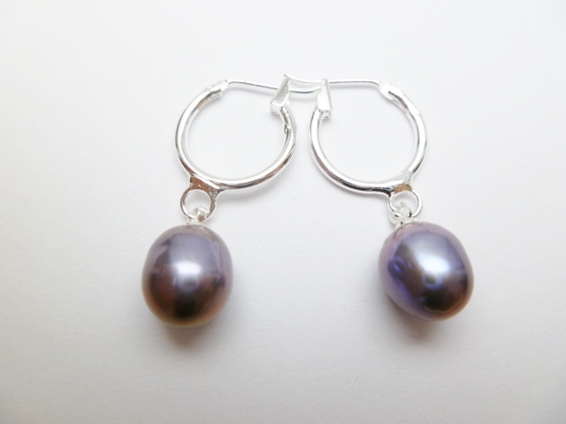 10-11mm Black Rice Fresh Water Pearl Earring