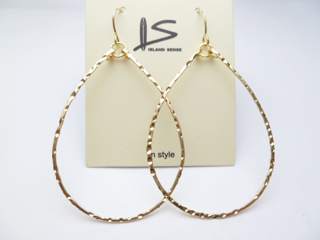 Tear Drop Hoop Earring with Yellow Gold Plated