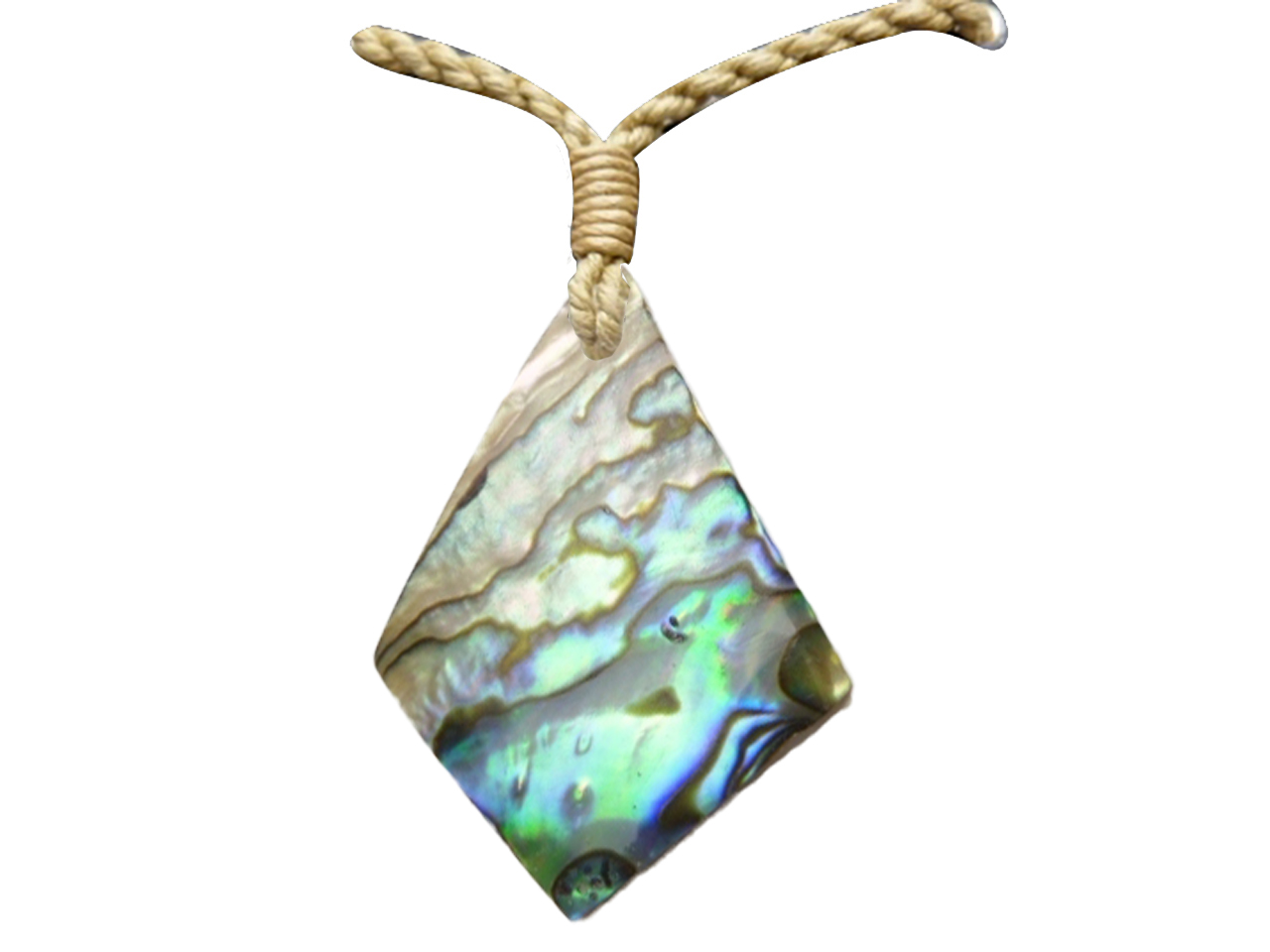 40x30mm Diamond Shape Abalone Shell Adjustable Hemp Necklace