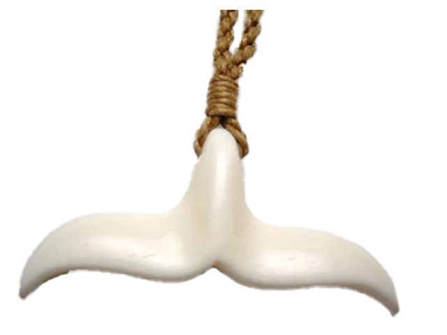 Hawaiian Hawaii Small Buffalo Bone Whale Tail Necklace With Brown Cord ...