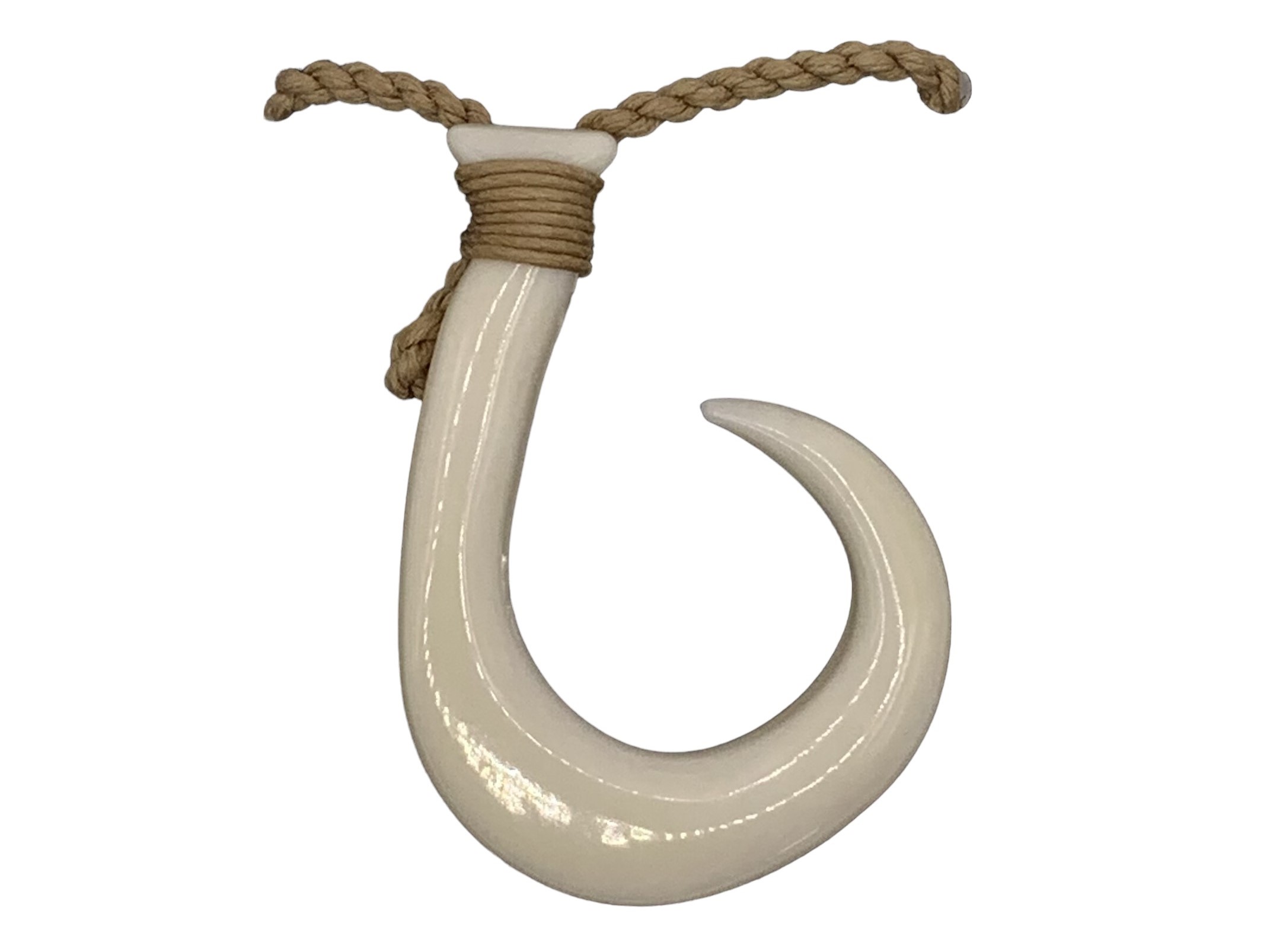 30x42mm Bone Fishhook w/ Adjustable Hemp Cord