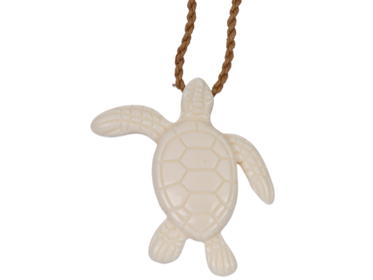 Buffalo Bone Turtle w/ Tribal Carving on Adjustable Hemp Cord