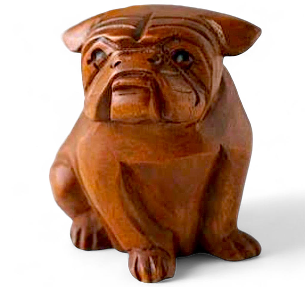 8cm /3.2" Wood Craved Bulldog, 168/cs, MOQ-2