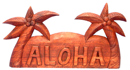 Aloha Palm Tree Wood Sign