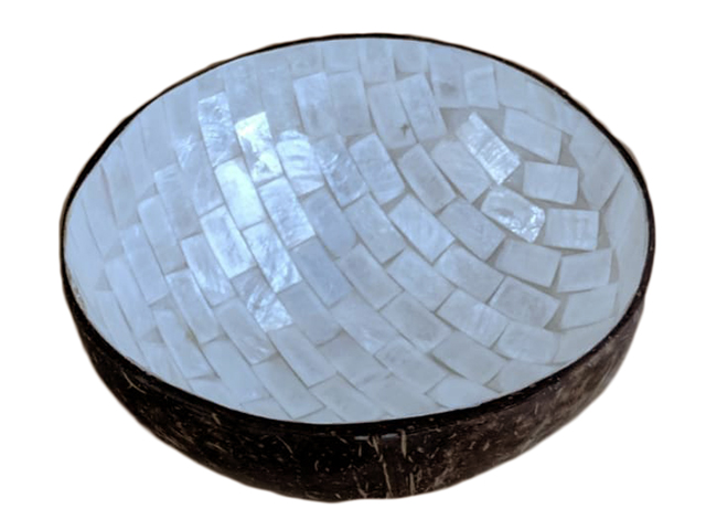 15cm Coconut Bowl w/ Mosaic Shell Inlay