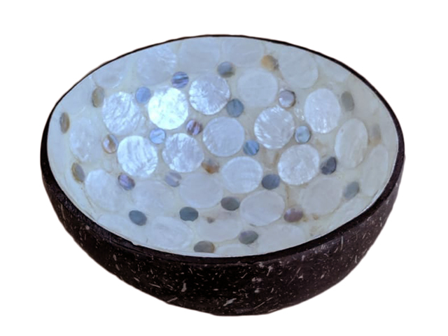 15cm Coconut Bowl w/ Mosaic Shell Inlay