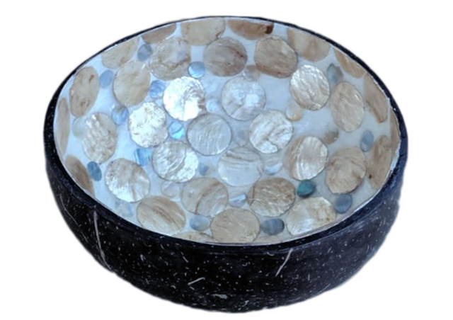 15cm Coconut Bowl w/ Mosaic Shell Inlay