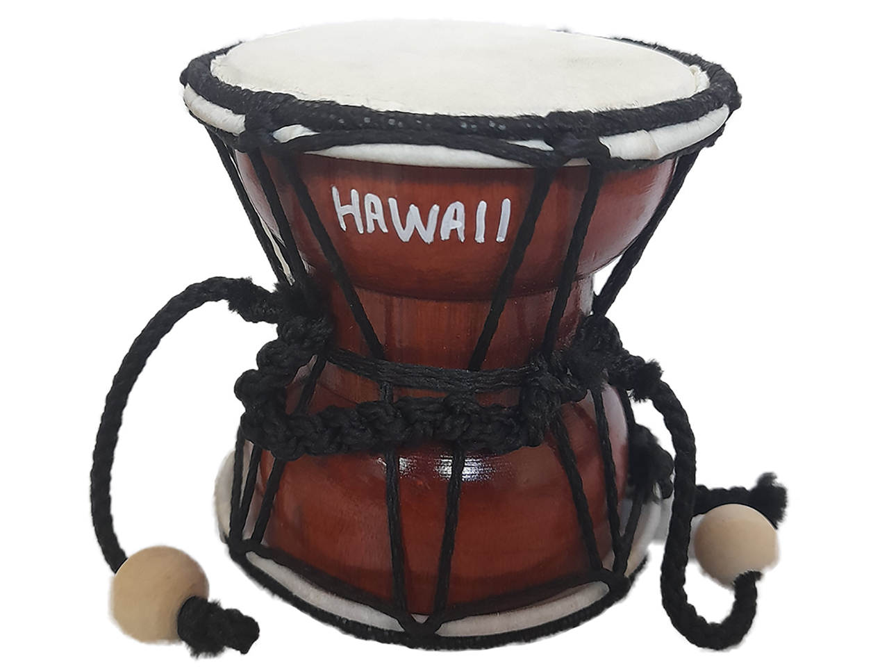 3.5 x 3.9 Inches "Hawaii" Kimbro Wood Drum In Brown