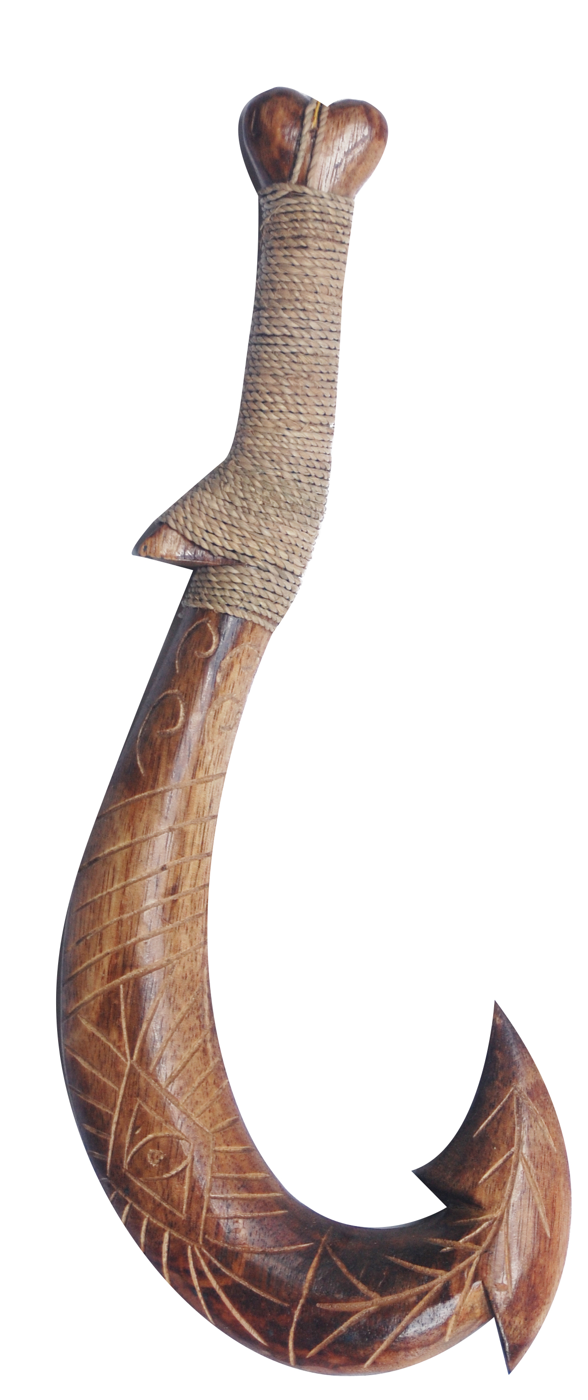 30cm / 12" Tribal Design Antique Wood Fish Hook