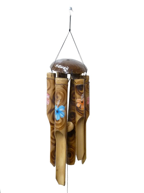 Special Order-40cm Hawaii Hibiscus Coconut Bamboo Windchime 16/c