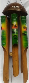 Special Order-40cm Hawaii Palm Tree Sunset Bamboo Windchime 16/c