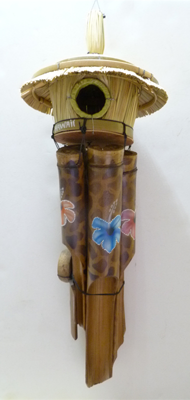 Special Order-40cm Kauai Grass Bird House Hibiscus Windchime 8/c - Click Image to Close