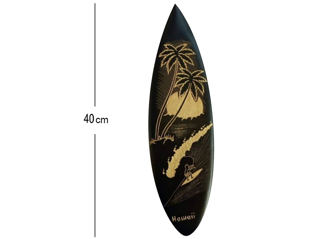 40cm/16" Wood Carved w/ Surfer & Hawaii Surfboard