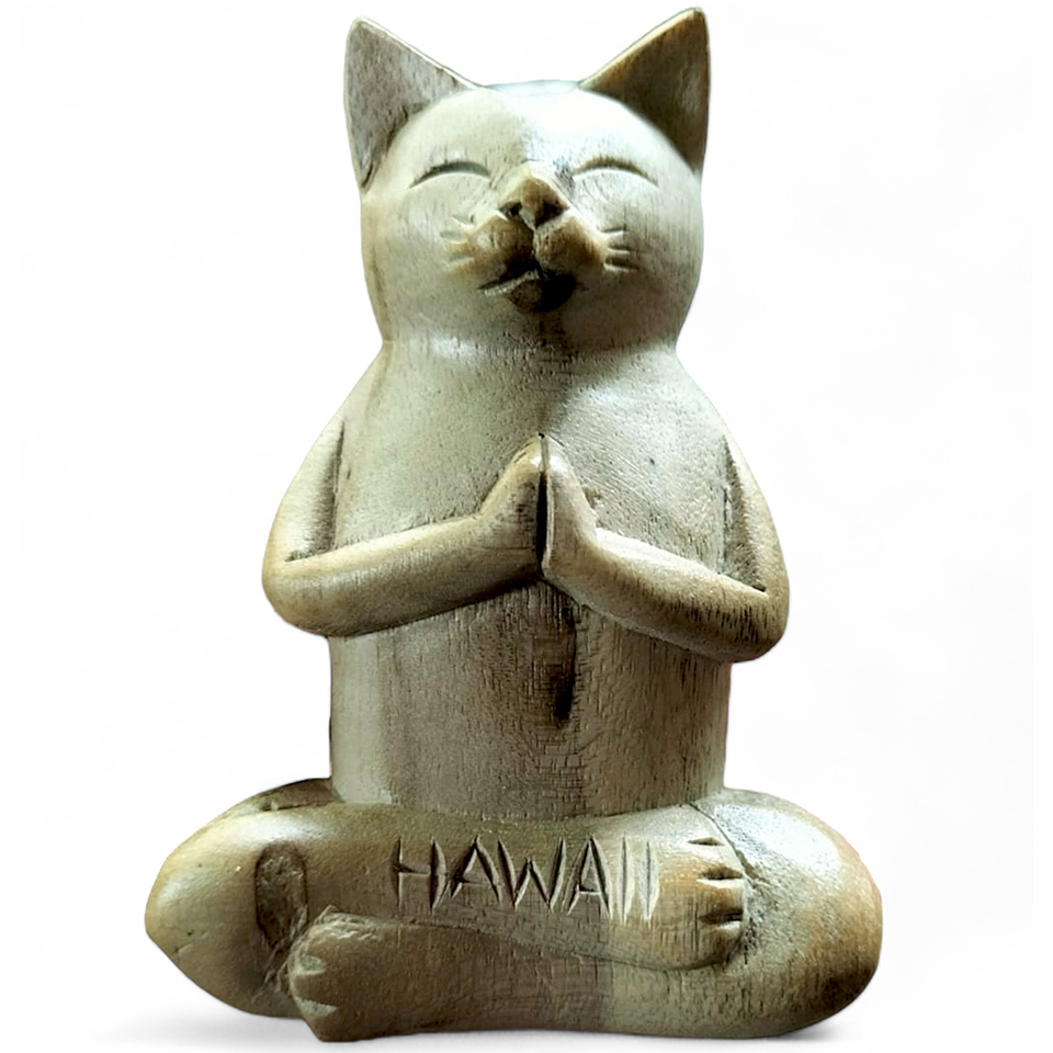 4"/10cm Mindi Wood Hands On Chest Yoga Cat, 216/cs, MOQ-2