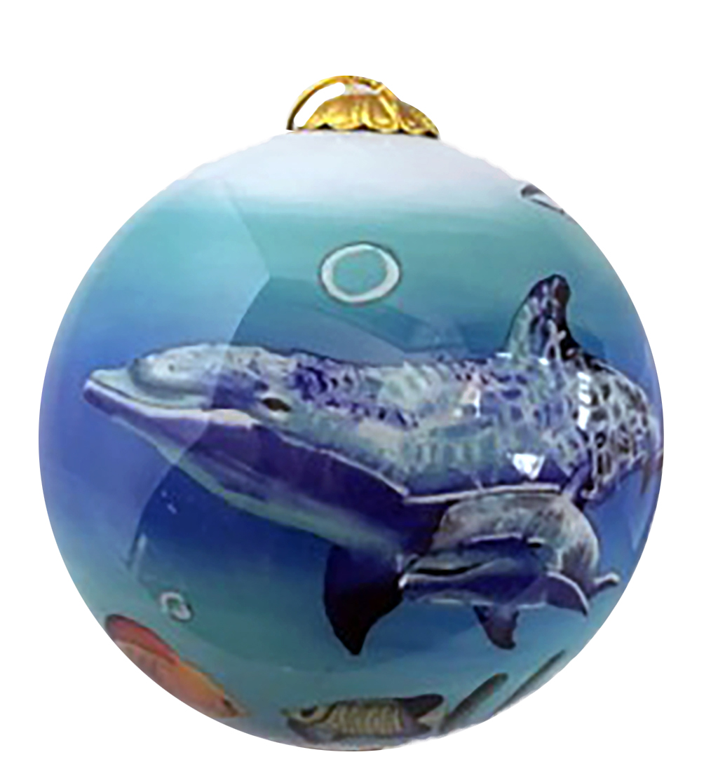 Hand Painted "Maui" Humpback Whale Christmas Ornament, 54/case