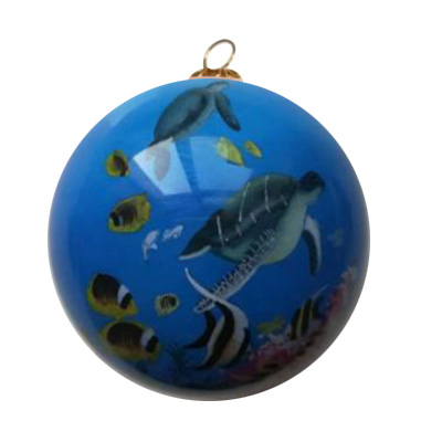 Hand Painted "Maui" Ocean Sea Turtle Christmas Ornament, 54/case