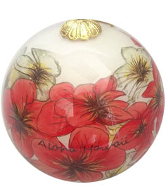 Hand Painted "Hawaii" Plumeria Christmas Ornament, 54pcs/case