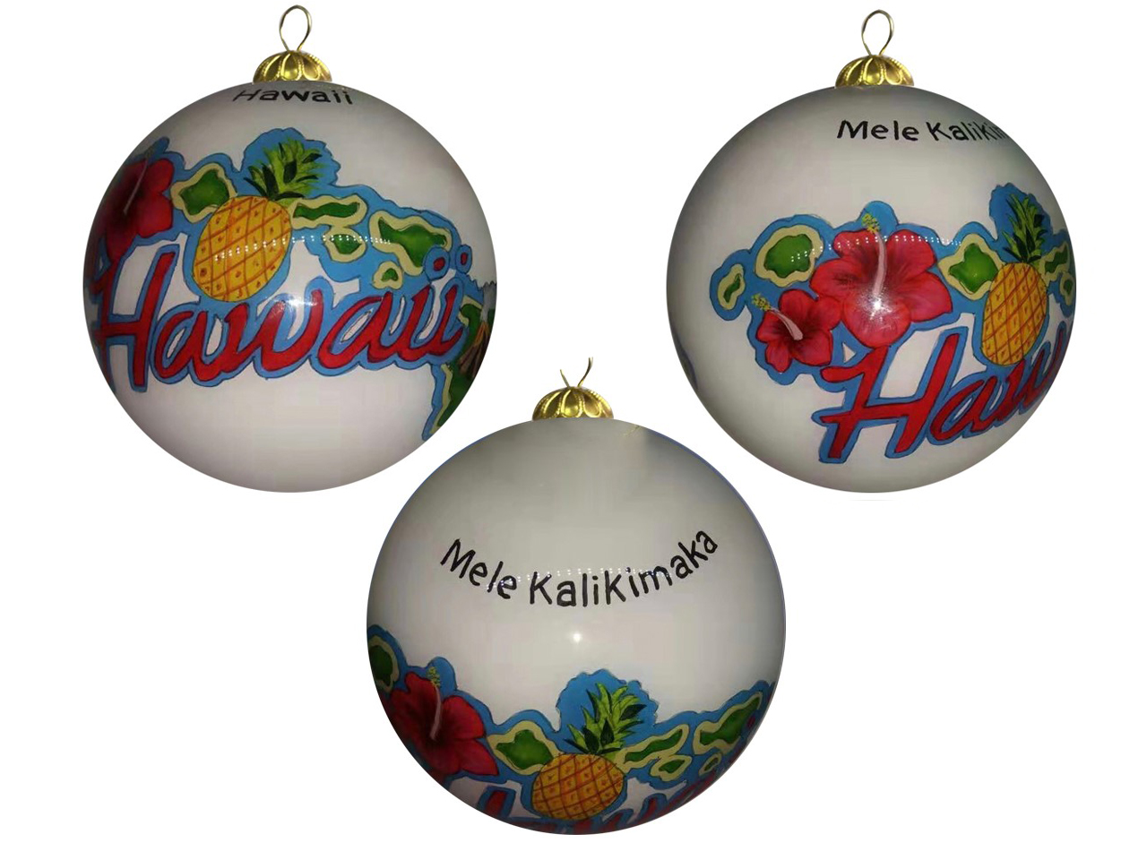 Hand Painted "Hawaii" Island Map Christmas Ornament, 54pcs/case