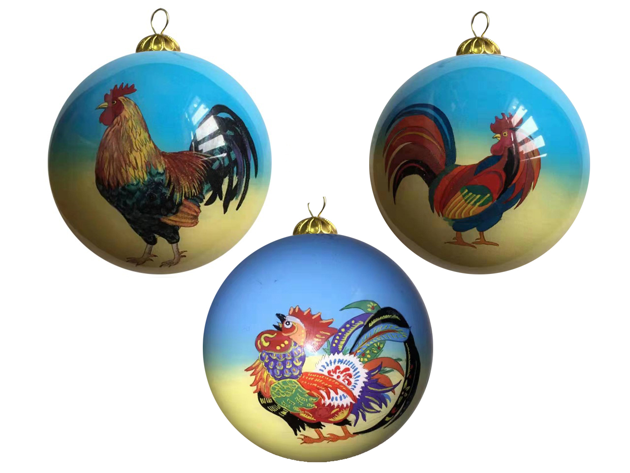 Hand Painted "Aloha, Hawaii" Rooster Christmas Ornament, 54/case