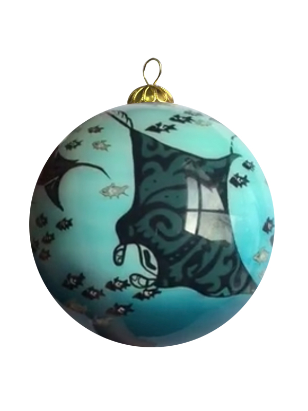 Hand Painted "Maui" Stingray Ocean Theme Christmas Ornament