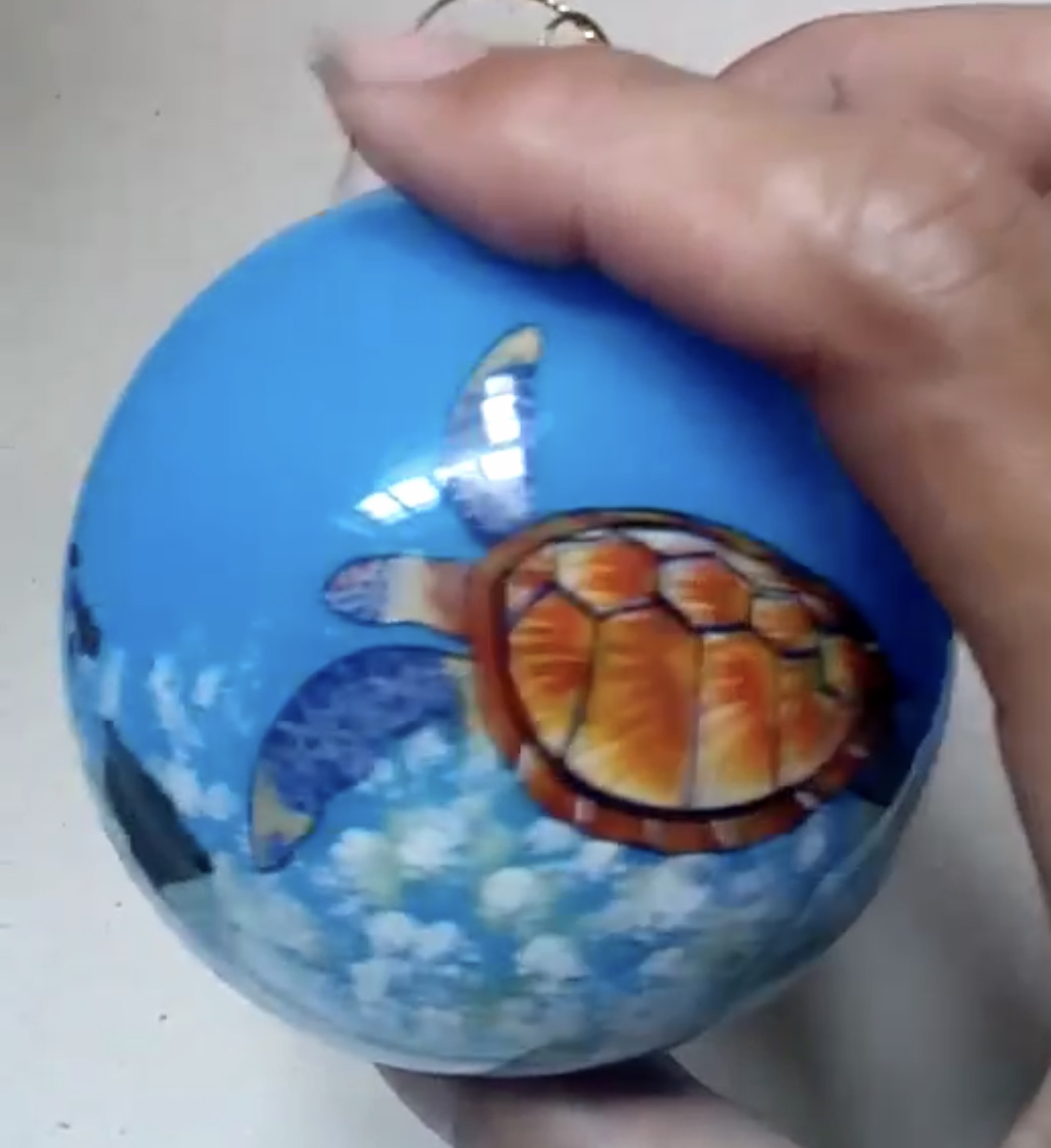 Hand Painted "Maui" Sea Turtle Christmas Ornament, 54pcs/case