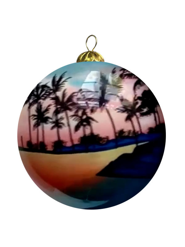 Hand Painted "Maui" Palm Tree Christmas Ornament, 54pcs/case