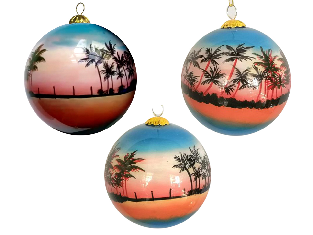 Hand Painted "Hawaii" palm Tree Christmas Ornament, 54pcs/case