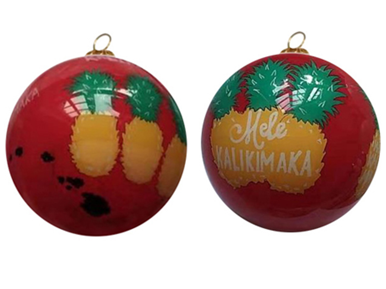 Hand Painted "Hawaii" Pineapple Christmas Ornament (Red), 54/cs