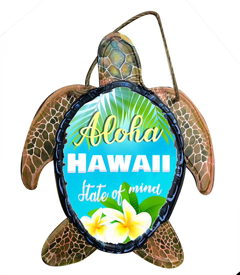 Metal Hawaii Sea Turtle Hang Sign 12"x10"(31x24.5cm)