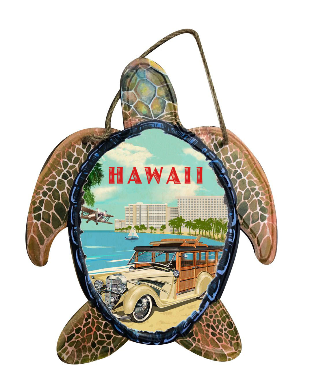 Metal Hawaii Sea Turtle Hang Sign 12"x10"(31x24.5cm) - Click Image to Close