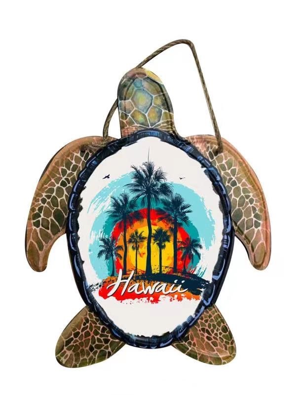 Metal Hawaii Sea Turtle Hang Sign 12"x10"(31x24.5cm)