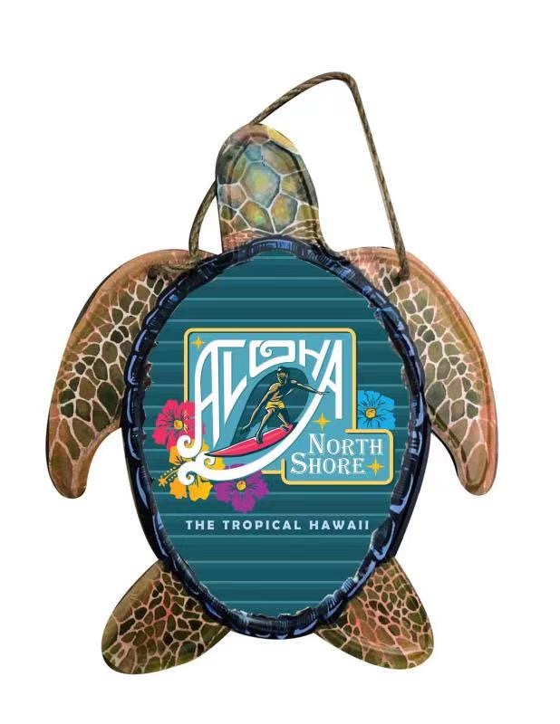 Metal Hawaii Sea Turtle Hang Sign 12"x10"(31x24.5cm)