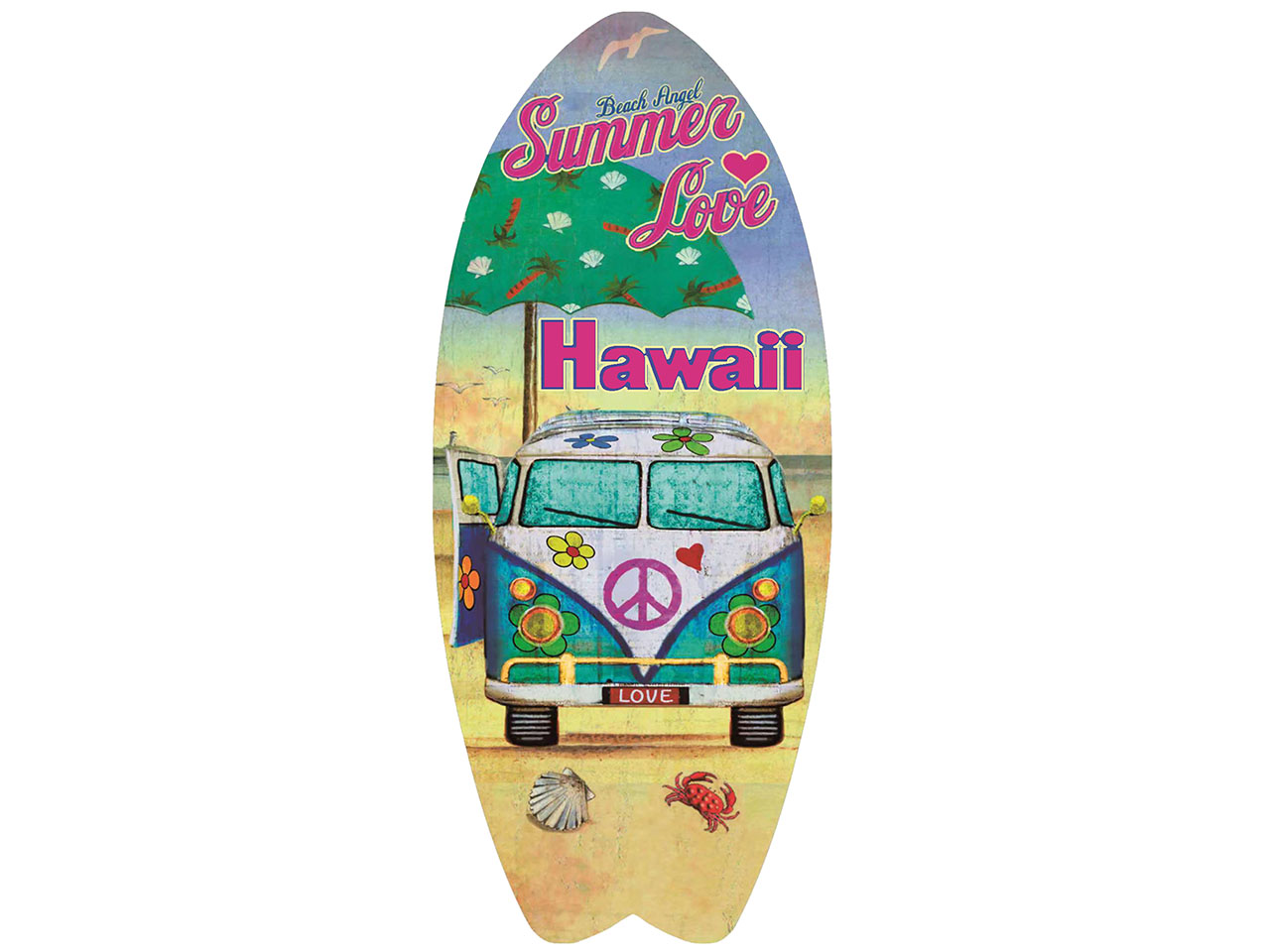 Metal Hawaii Surfboard Hang Sign 14"x6" (35x15.5cm)