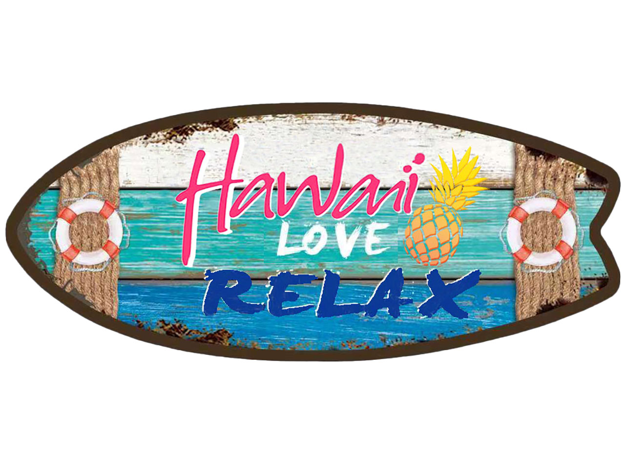 Metal Hawaii Surfboard Hang Sign 14"x6" (35x15.5cm)