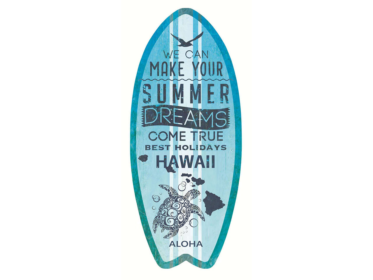 Metal Hawaii Surfboard Hang Sign 14"x6" (35x15.5cm)