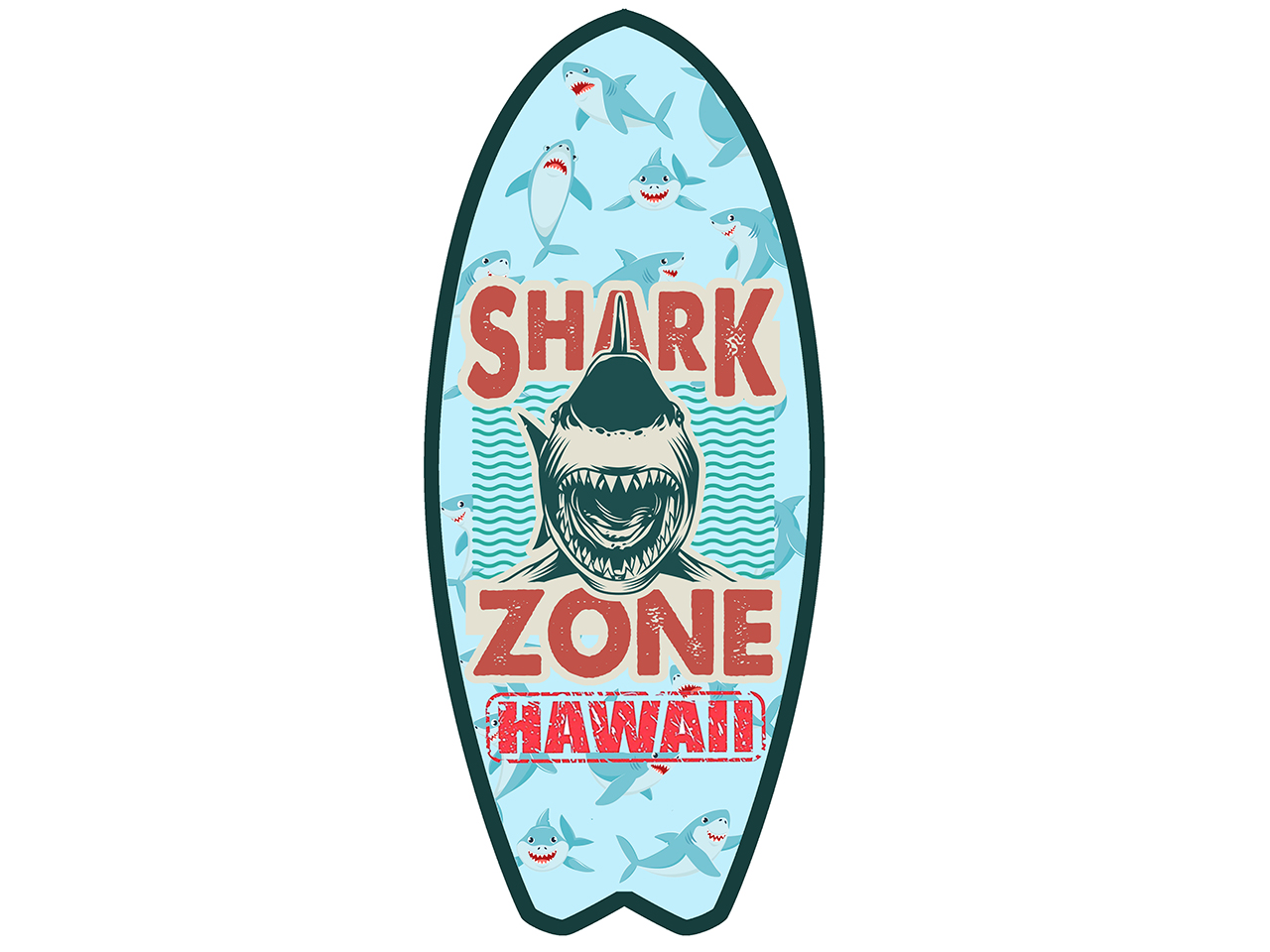 Metal Hawaii Surfboard Hang Sign 14"x6" (35x15.5cm)