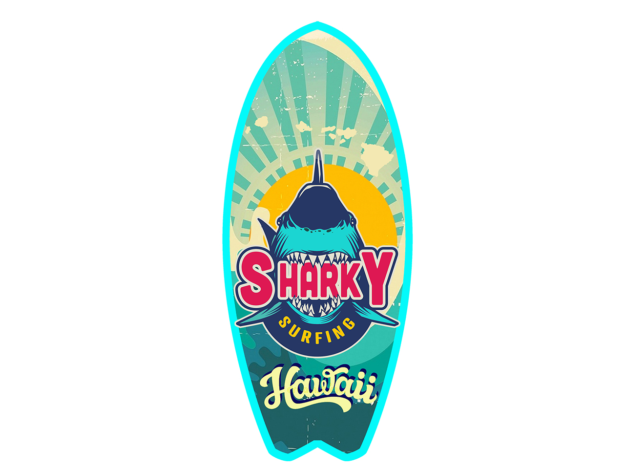 Metal Hawaii Surfboard Hang Sign 14"x6" (35x15.5cm)