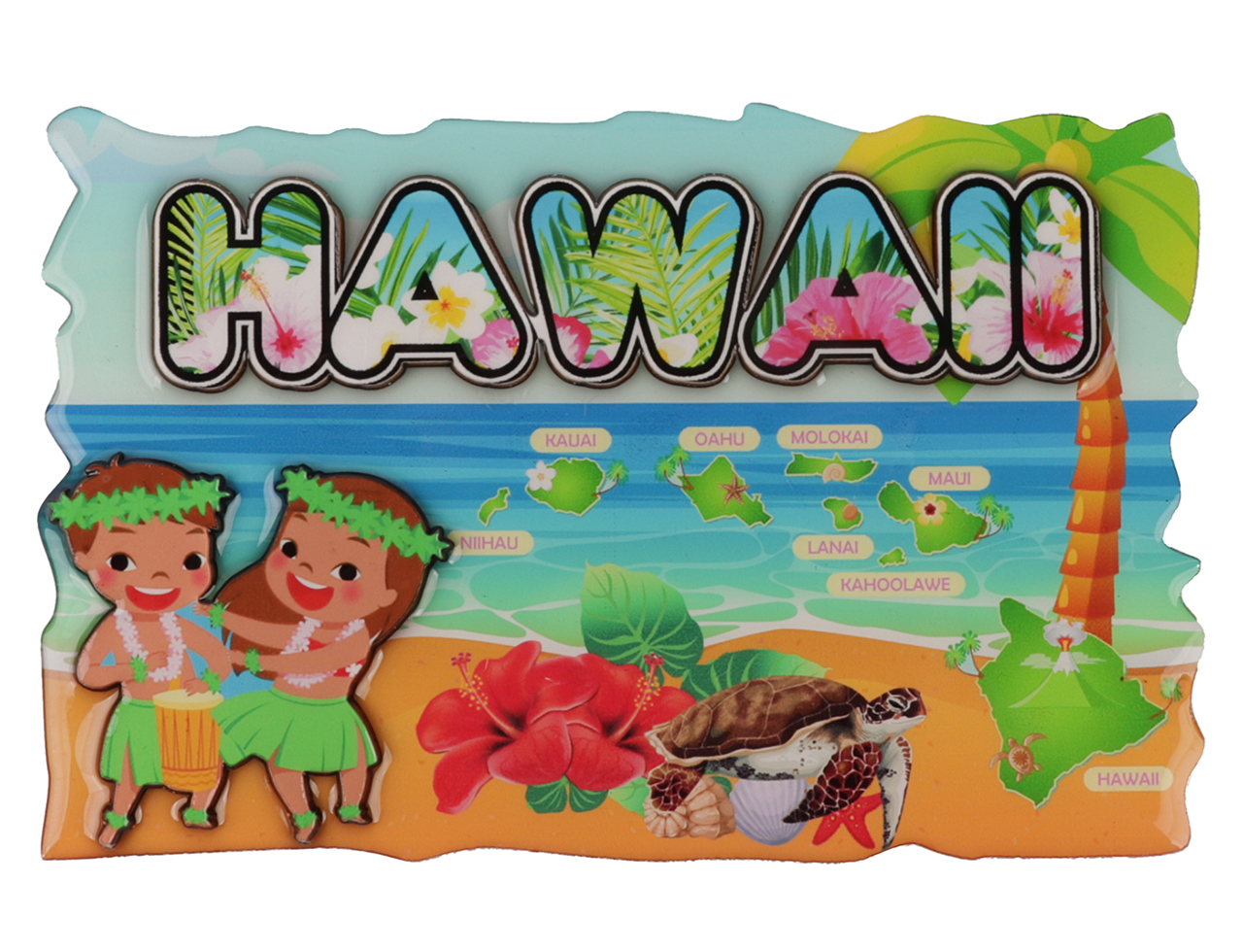 "HAWAII" Beach Scene Hang Sign 13x20cm, 60/cs, MOQ-6