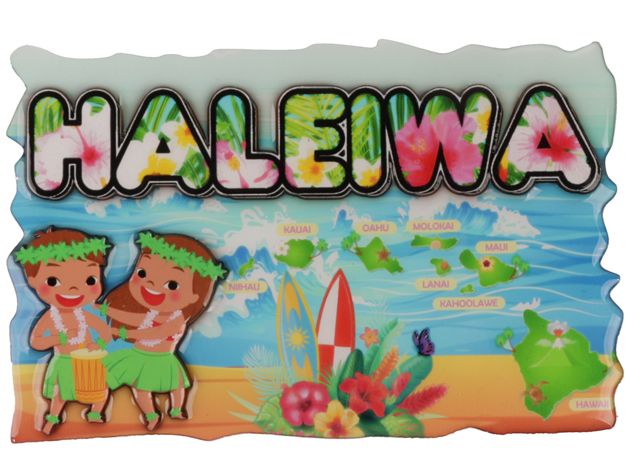 "HALEIWA" Beach Scene Hang Sign 13x20cm, 60/cs, MOQ-6 - Click Image to Close