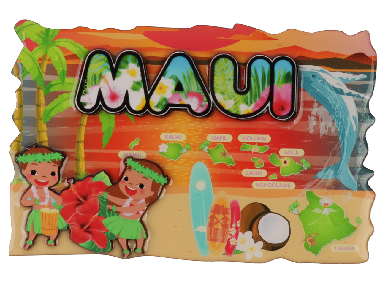 "MAUI" Beach Scene Hang Sign 13x20cm, 60/cs, MOQ-6