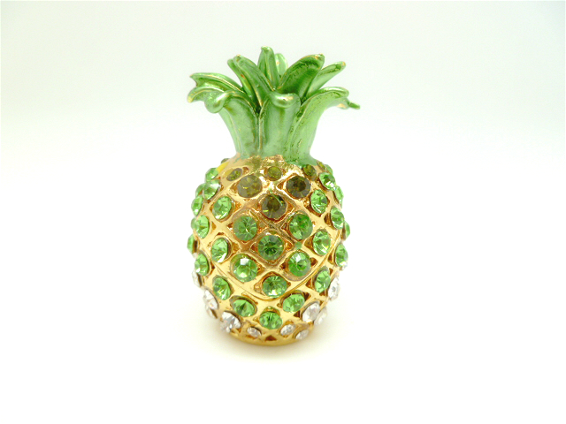 2' Green/White Crystal Pineapple jewelry box