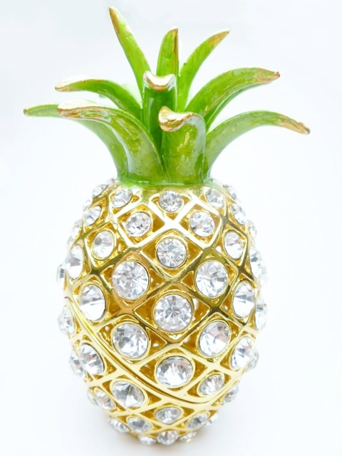 5" White Crystal Pineapple Jewelry Box