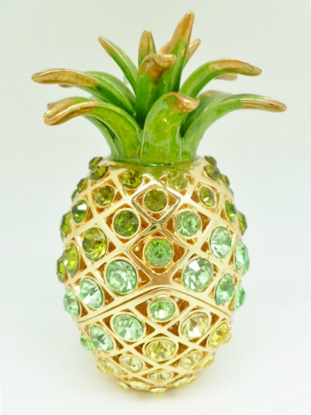 5" Green/Yellow Crystal Pineapple Jewelry Box