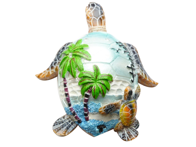 5' Resin Turtle w/ Ocean & Palm Tree Display, 24pcs/Case