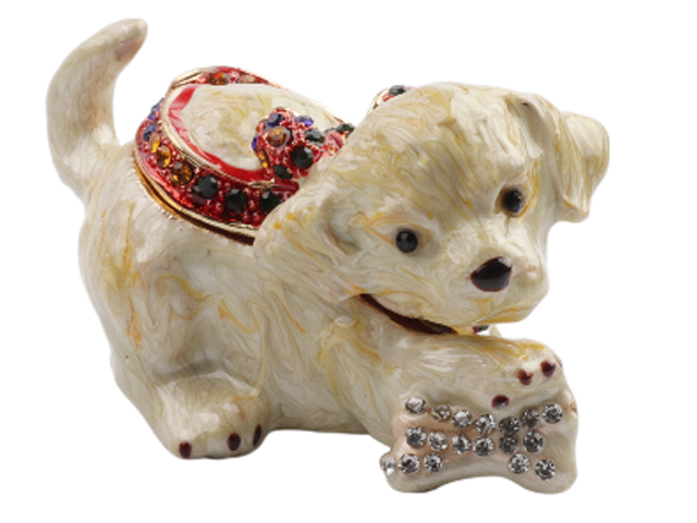 Dog w/ Bone Jewelry Trinket Box 7x4.6x4.7cm