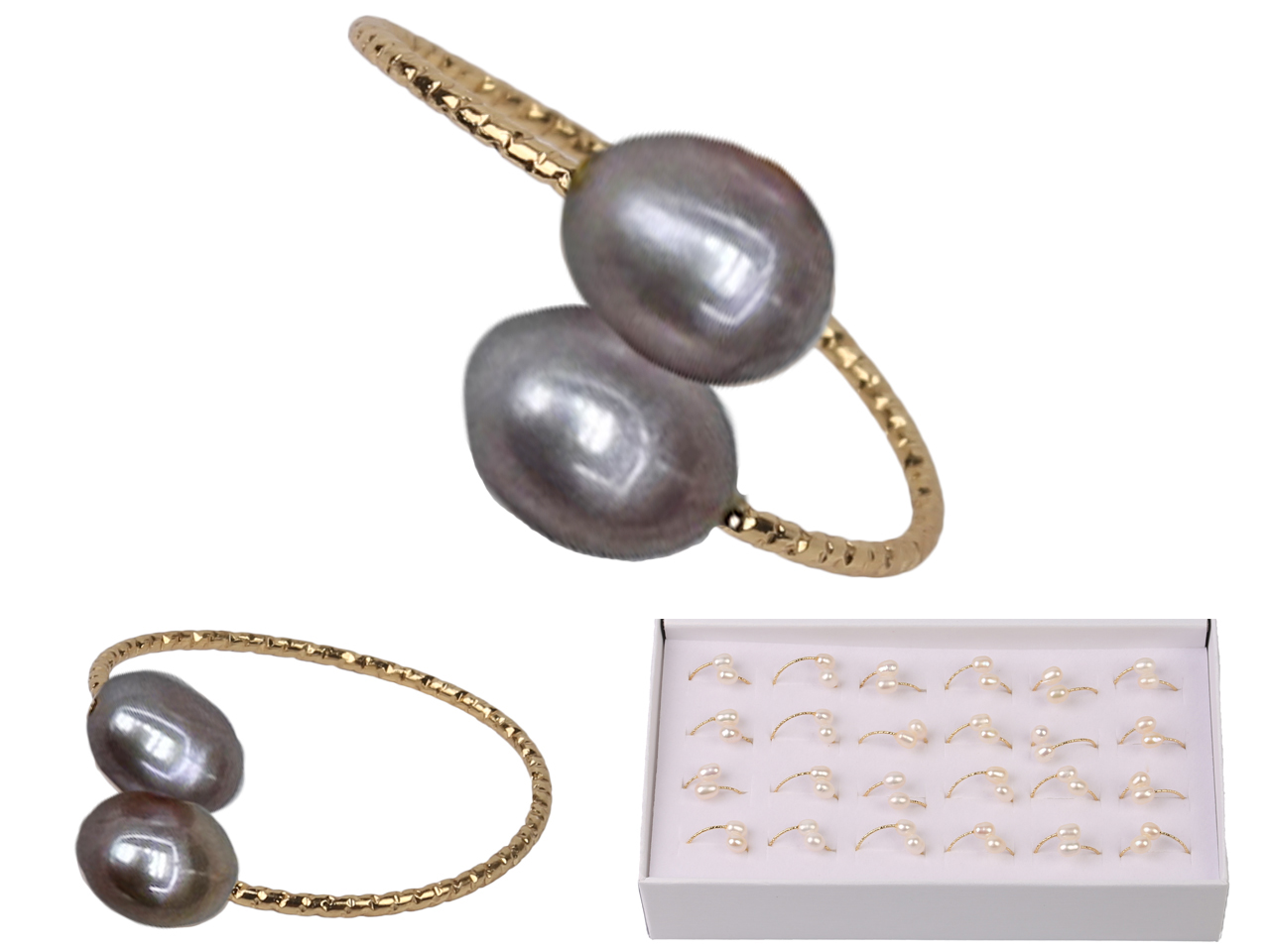 Double Lavender Fresh Water Pearl One Size Fit All Flex Ring