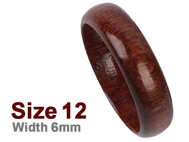 (Size 12) 6mm Curved Top Koa Wood Carved Ring, MOQ-3 - Click Image to Close