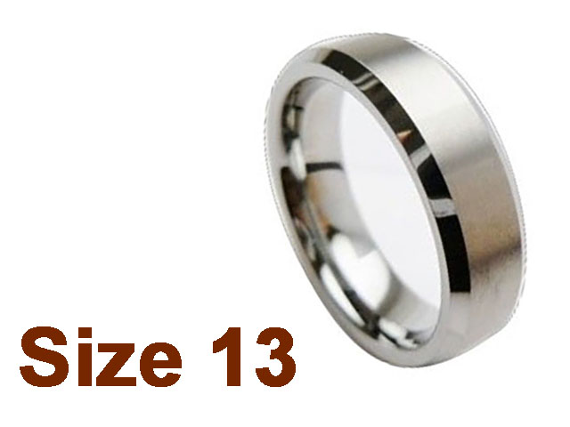 (Size 13) 6mm Brush Finish Tapered Flat Top Plain Tungsten Ring