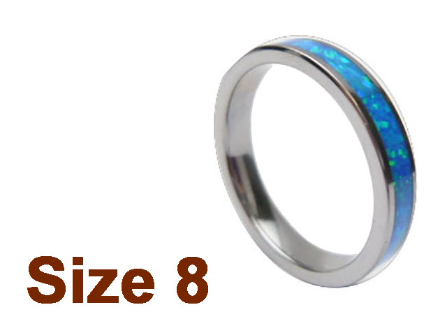 (Size 8) 4mm Opal Inlay Flat Top Tungsten Ring