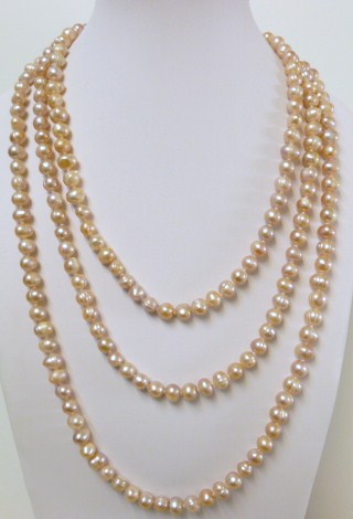 64" Lavenda 7-8mm Potato Shape Fresh Water Pearl Necklace